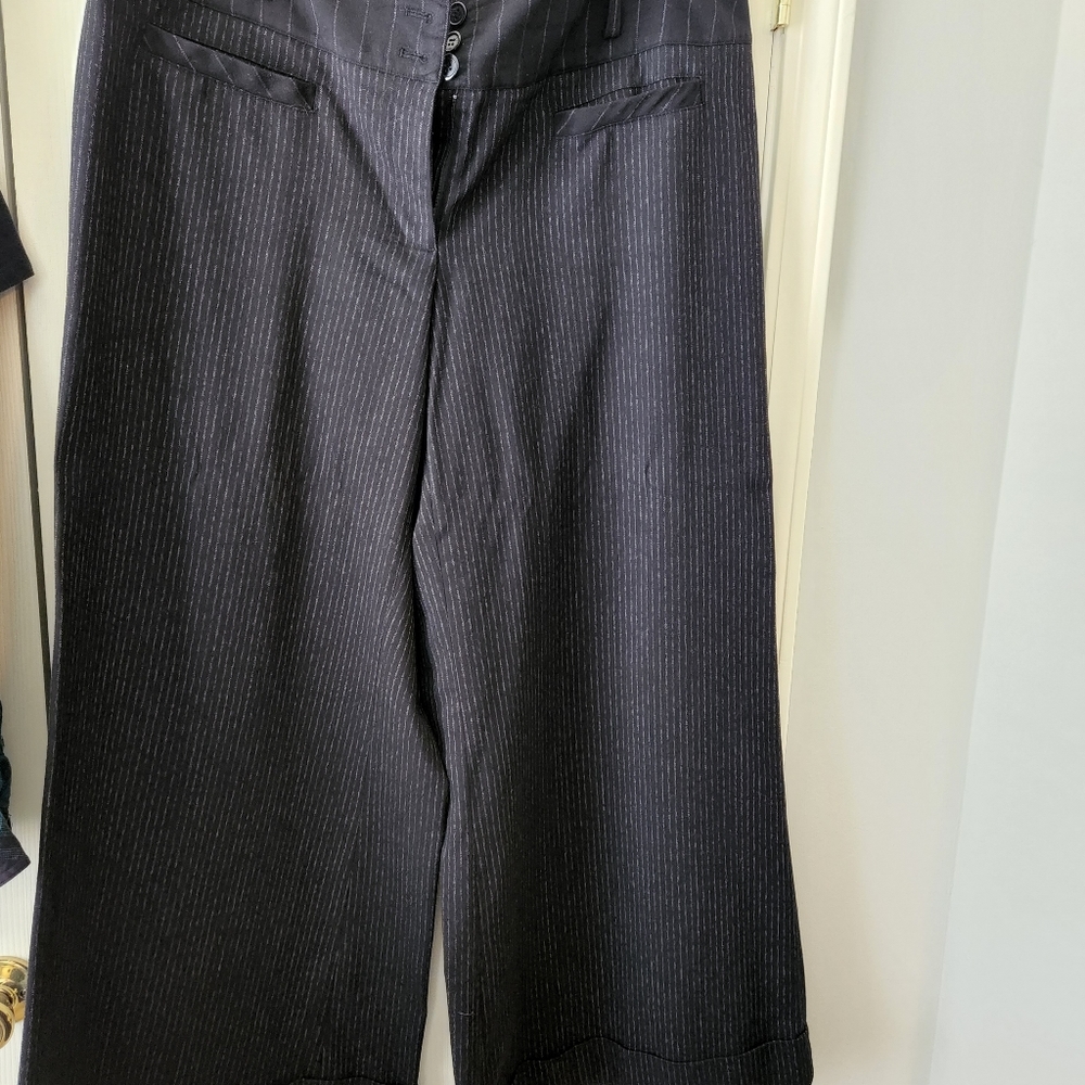 Lane Bryant  pin strip wide leg dress pants